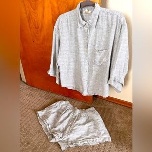 Deiji Studios Linen Set Pinstripe